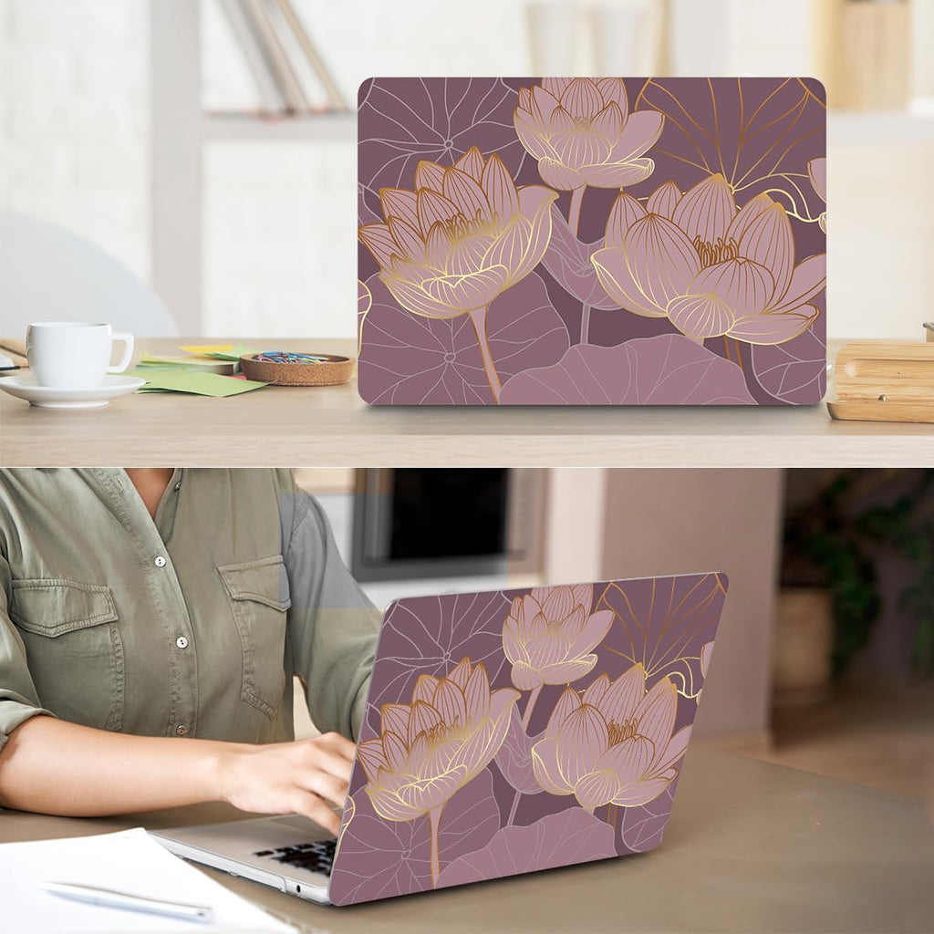Compatible with 2025 2024 2023 2022 MacBook Air 13 inch Case M4 A3240 M3 A3113 M2 A2681, Hard Shell&Keyboard Cover&Screen Film&Webcam Cover for New M4 Mac Air 13.6 inch with Touch ID, Lotus