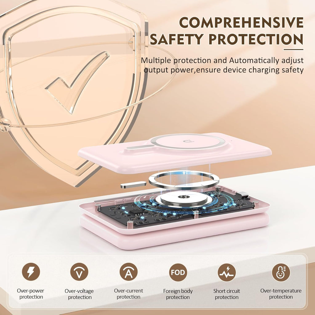 3 in 1 Wireless Charging Station for iPhone 16 15 14 13 12 Pro Max Plus – Foldable Magnetic Charger Pad for Apple Watch Series & AirPods – Fast Wireless Charging Dock for Travel & Home