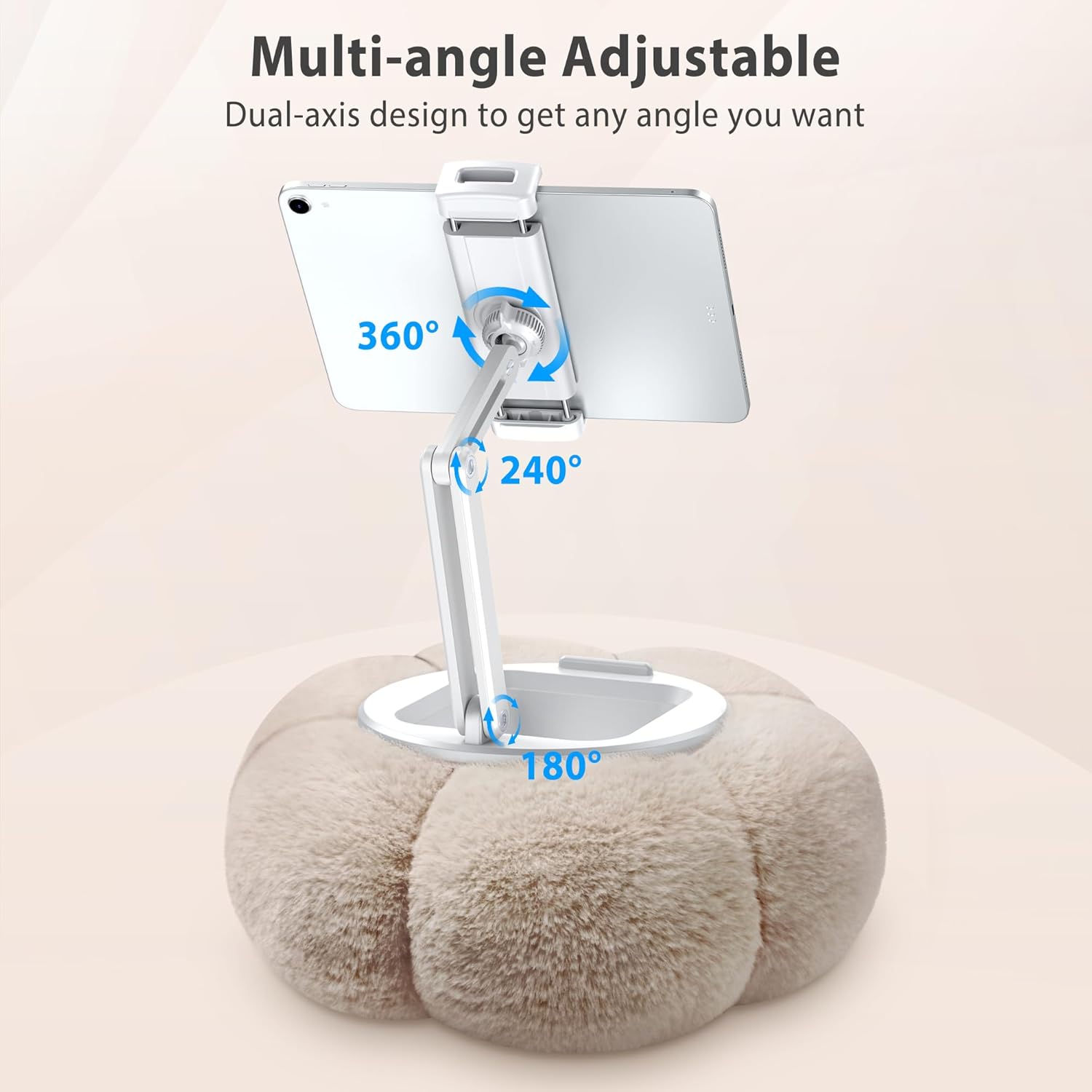 CreaDream Pumpkin Tablet Pillow Stand Holder for Kindle iPad, Adjustable Phone Pillow Stand for Lap Bed with Detachable Snack Bowl, Compatible with 4.7"-13" Tablet, iPad, iPhone, Samsung Tabs, Kindle