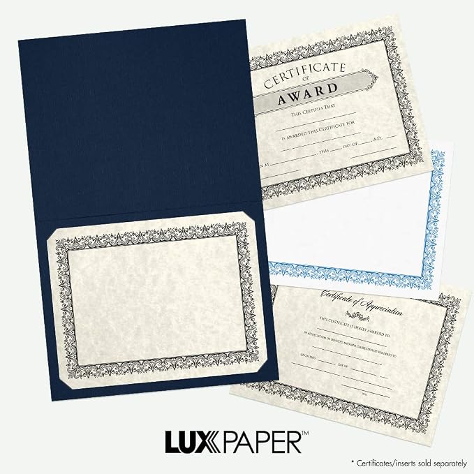 LUXPaper 9.5" x 12" Certificate Holders | Nautical Blue Linen | Embossed Silver - Image 7
