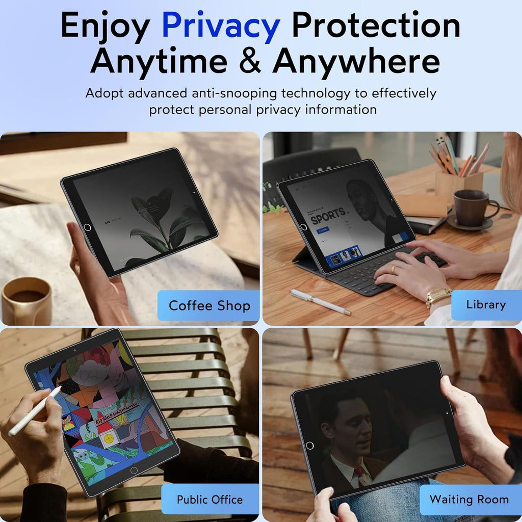 MOBDIK Privacy Screen Protector Compatible with iPad 9th / 8th / 7th Generation 10.2 Inch (2021/2020 / 2019), Anti Spy, 9H Tempered Glass, EZ Kit 1 Pack