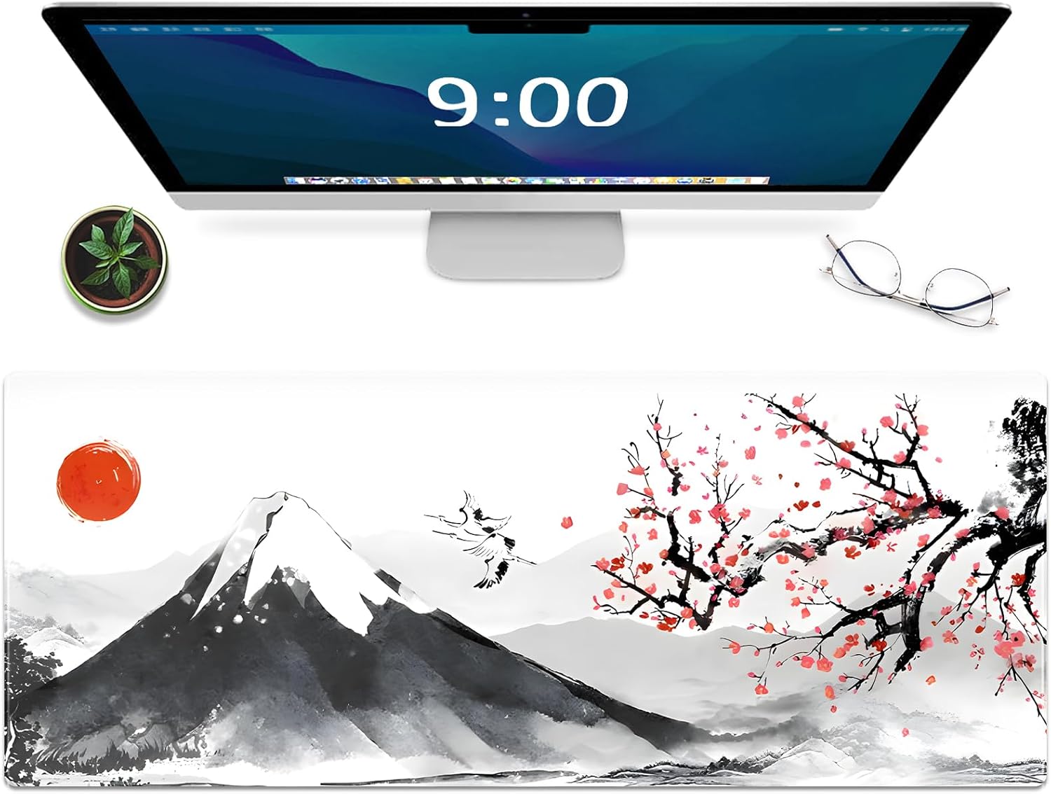 Galdas Gaming Mouse Mat Forest Background Pattern XXL XL Large Mouse Mat Long Extended Mouse Pad Desk Mat Non-Slip Rubber Mice Pads Stitched Edges Thin Pad (Ink and Wash)