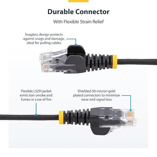 StarTech.com 5ft Red Slim CAT6 Ethernet Cable, Snagless RJ45, 28AWG Pure Bare - Image 3