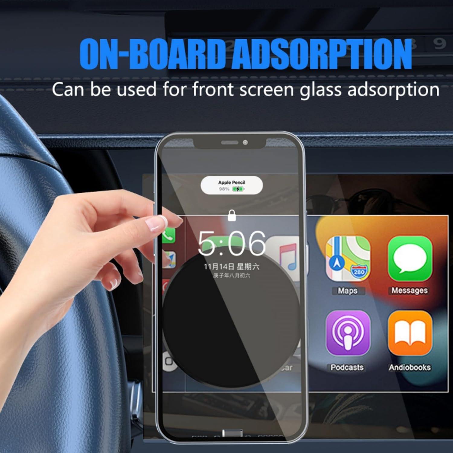 Muuto for MagSafe Car Mount, 360 Rotating Car Magnetic Phone Holder, Strong Adsorption Car Holder Windshield Dashboard Universal Suitable for iPhone and All Smartphones(Silver)