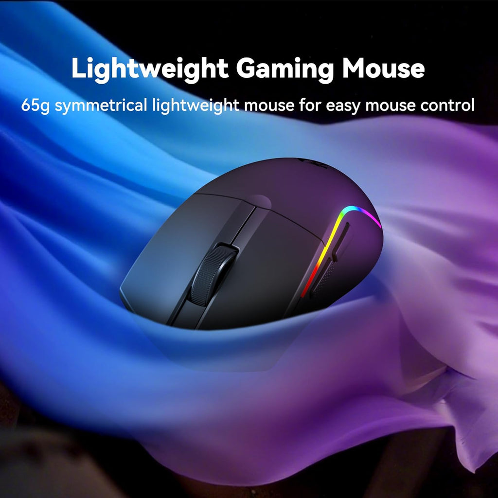 Redragon S107KS Wireless Gaming Keyboard and Mouse, RGB Backlit, 3 Mode (Wired/2.4G/BT), Up to 10,000 DPI Gaming Mouse with Software, Ultra Lightweight 65g, 25 Key Anti-Ghosting Keyboard for PC