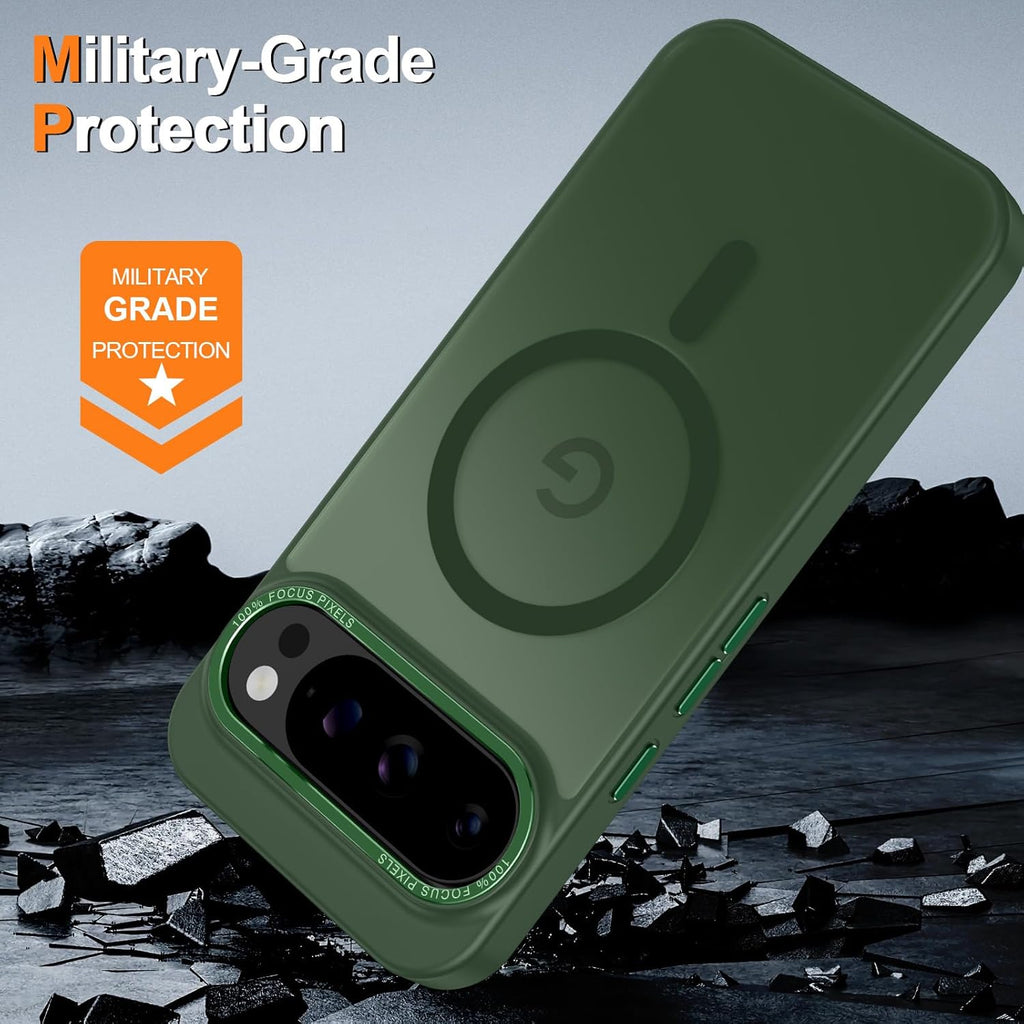 Magnetic for Google Pixel 10 Pro XL Case, [Military Grade Drop Protection] [Compatible with MagSafe] Shockproof Slim Translucent Matte Anti-Slip for Women Girls Men Case, Forest Green