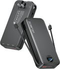 Portable Charger Power Bank, 20000mAh 22.5W USB C Fast Charging with Built-in Cables & Wall Plug, External Battery Bank with LED Display, Travel Essential Compatible with iPhone, iPad, Samsung Black