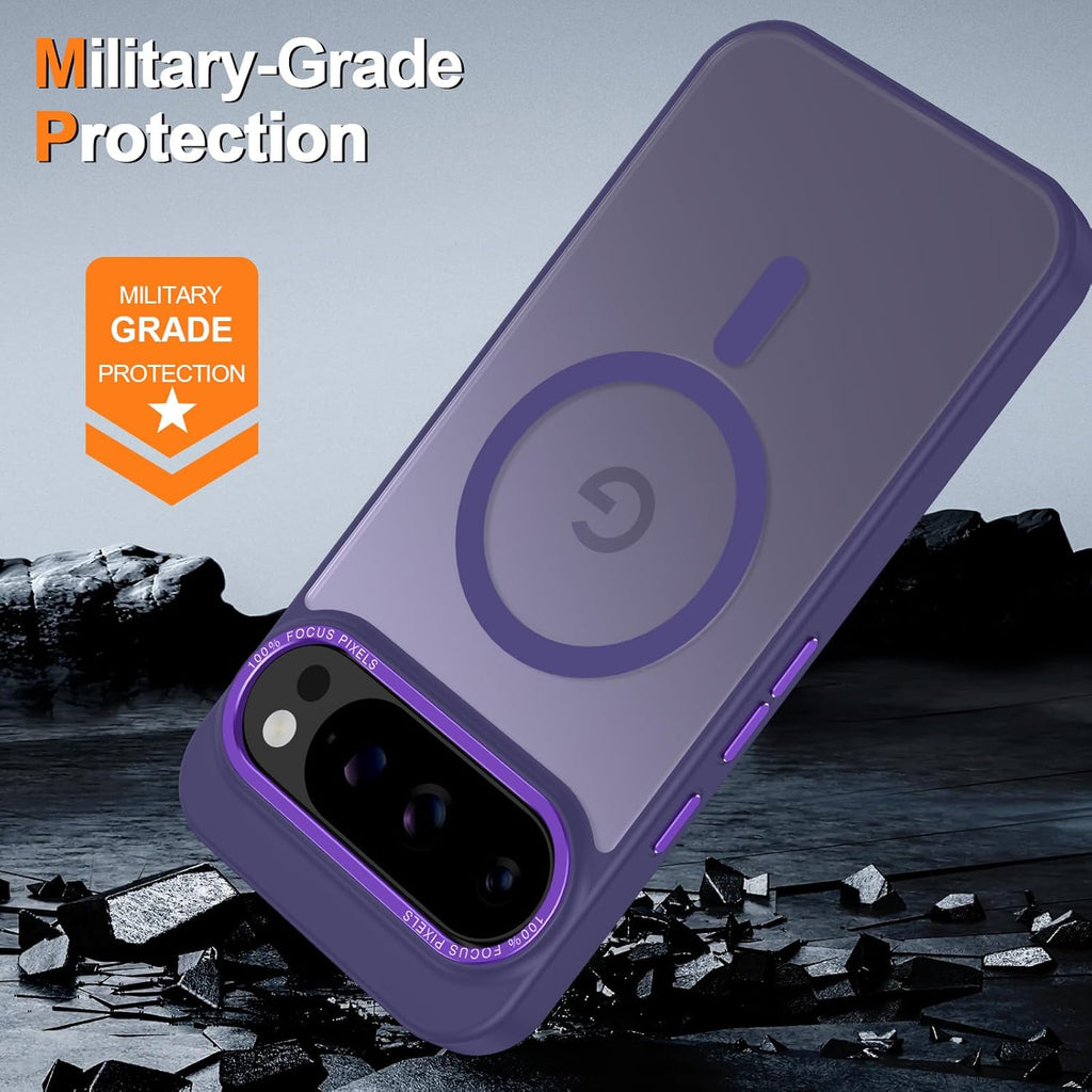 Magnetic for Google Pixel 10 Pro XL Case, [Military Grade Drop Protection] [Compatible with MagSafe] Shockproof Slim Translucent Matte Anti-Slip for Women Girls Men Case, Deep Purple