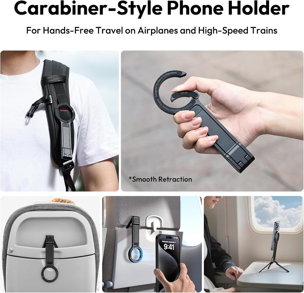 ULANZI MA30 Magnetic Phone Tripod Stand for iPhone - Aluminium Maglock Smartphone Mini Tripod Pocket Cell Phone Stand Strong Magnet Quick Mount Compatible with iPhone 16 15 14 13 12 Series, Black