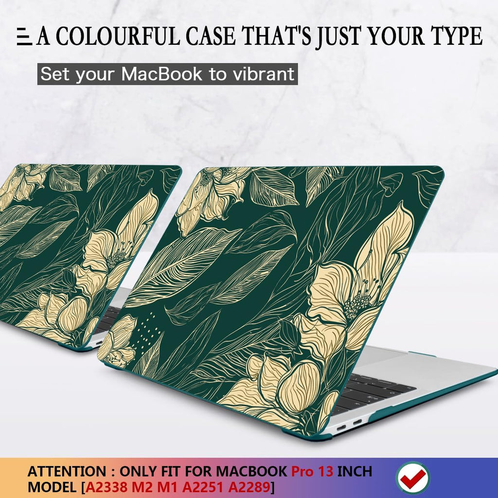 CISSOOK Compatible with MacBook Pro 13 inch Case 2025-2016 Release M2 M1 A2338 A2251 A2289 A2159 A1989 A1706, Plastic Hard Shell Case & Keyboard Cover & Screen Protector, Elegant Floral