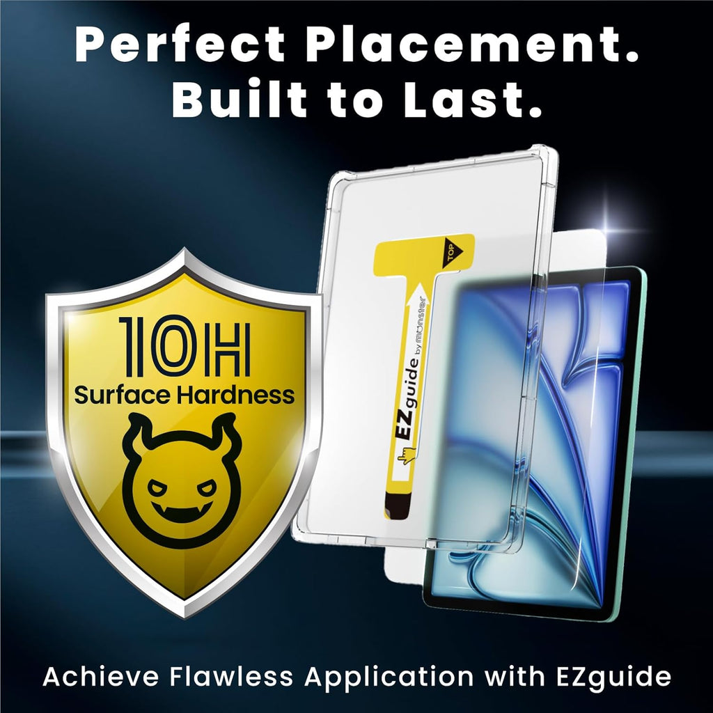 BELLEMOND Tempered Glass Screen Protector designed for iPad Air 11” (M3, 2025 / M2, 2024) - Anti Blue Light filter「EZ Guide」Alignment Kit for Flawless Installation, 10H Hardness - Designed in Japan