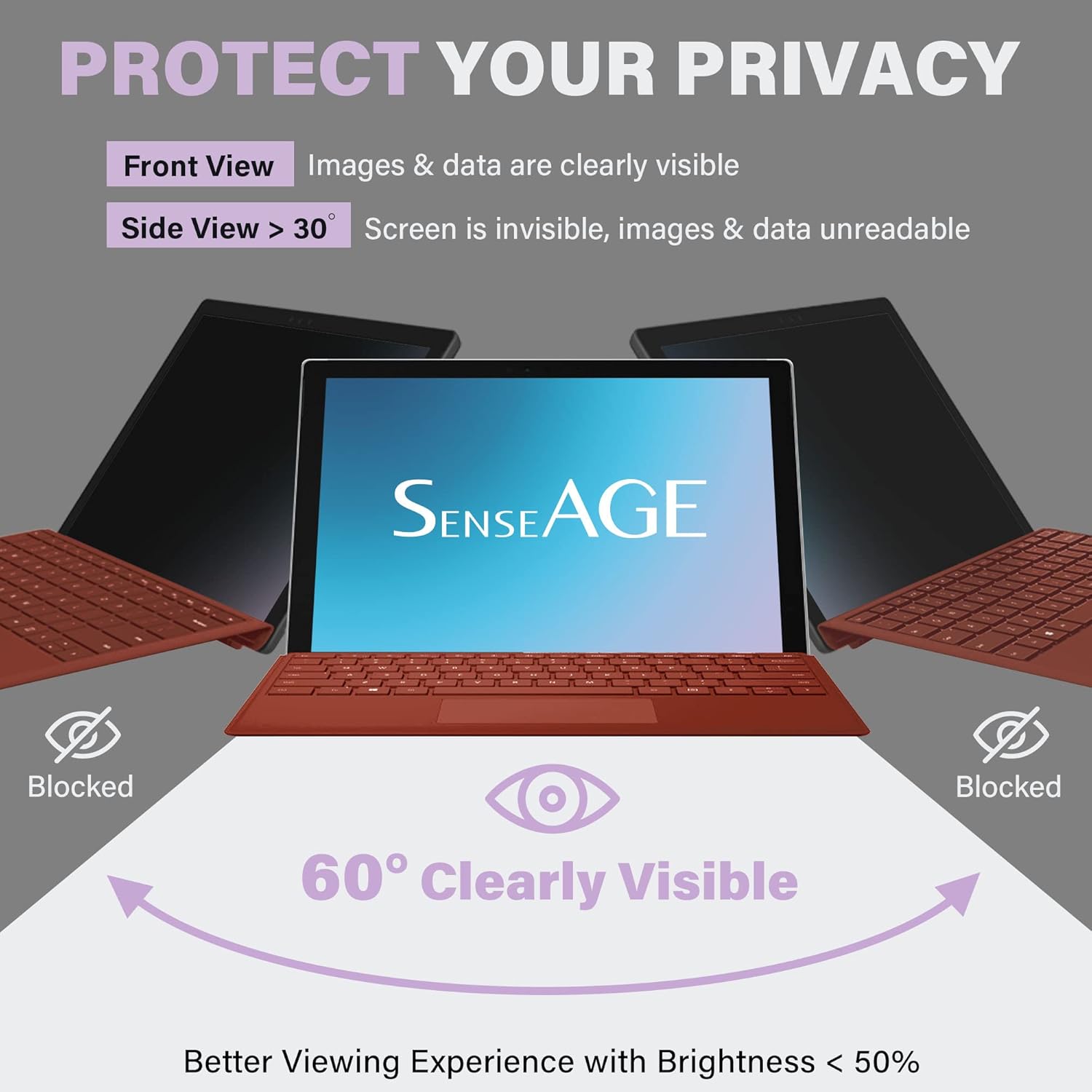 SenseAGE Magnetic Privacy Screen Protector for Surface Pro 12.3 inch (7+/7/6/5/4), Easy On/Off Privacy Filter, Anti-Blue Light, Glare, Laptop Screen Filter, Compatible with Surface Pro 12.3"