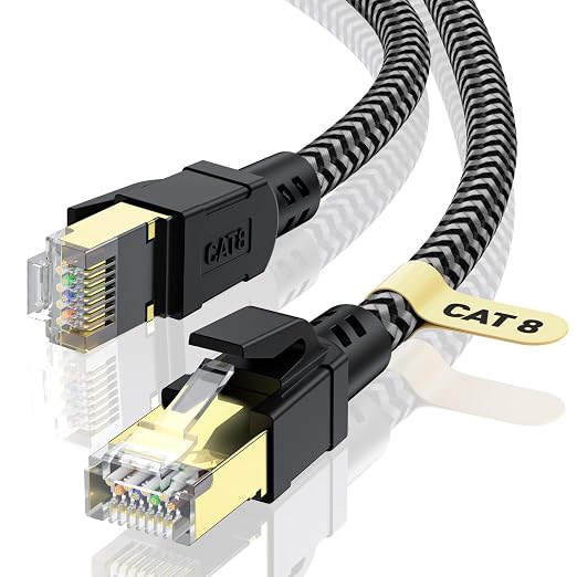 Cat 8 Ethernet Cable 5FT, High-Speed Braided Internet Cable Network Cord by CABNEER