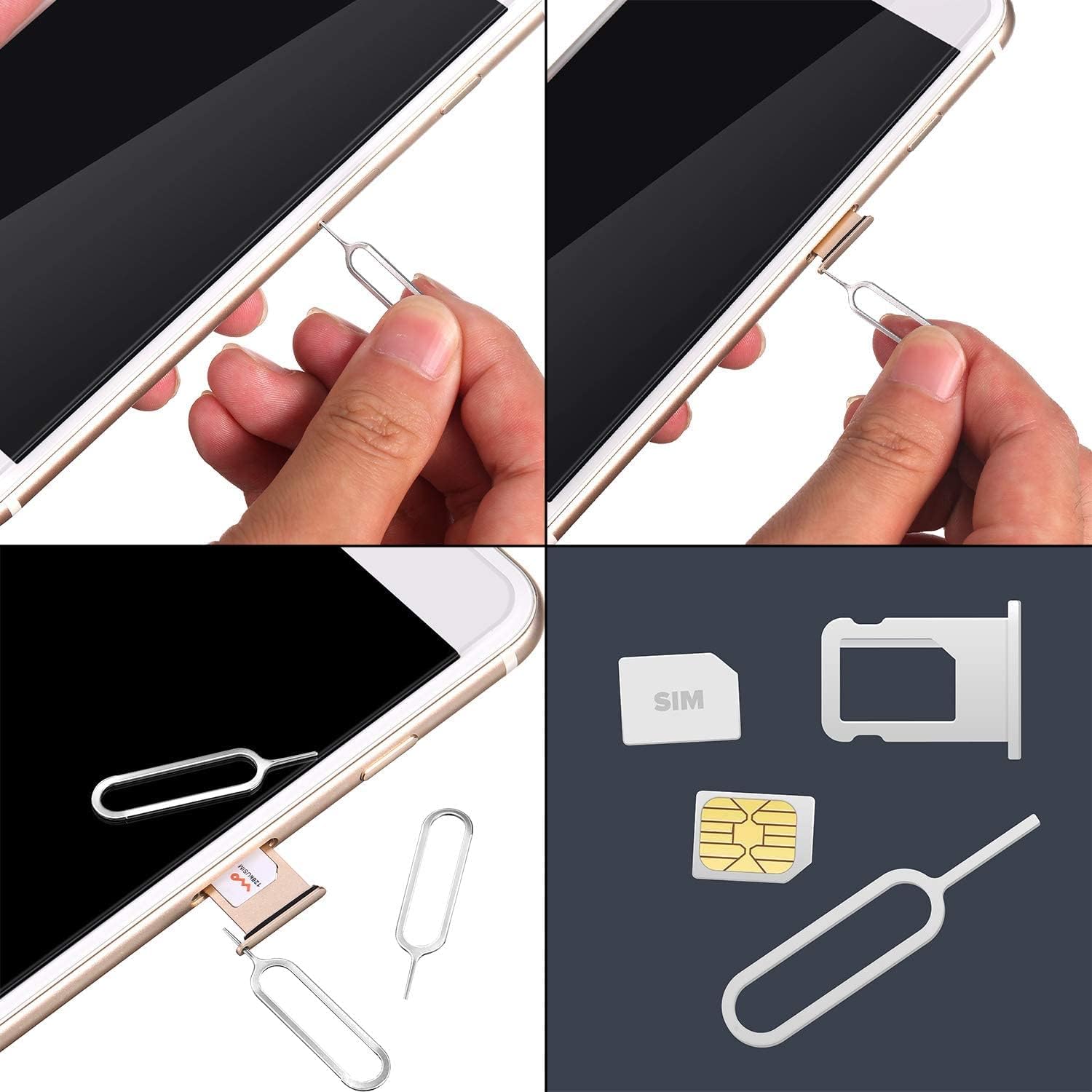 Tatuo 300 Pack Sim Card Tray Removal Tool Sim Card Eject Pin Opening Removal Tool Needle Compatible with Most Phone Models Pads Smartphone Devices Brands