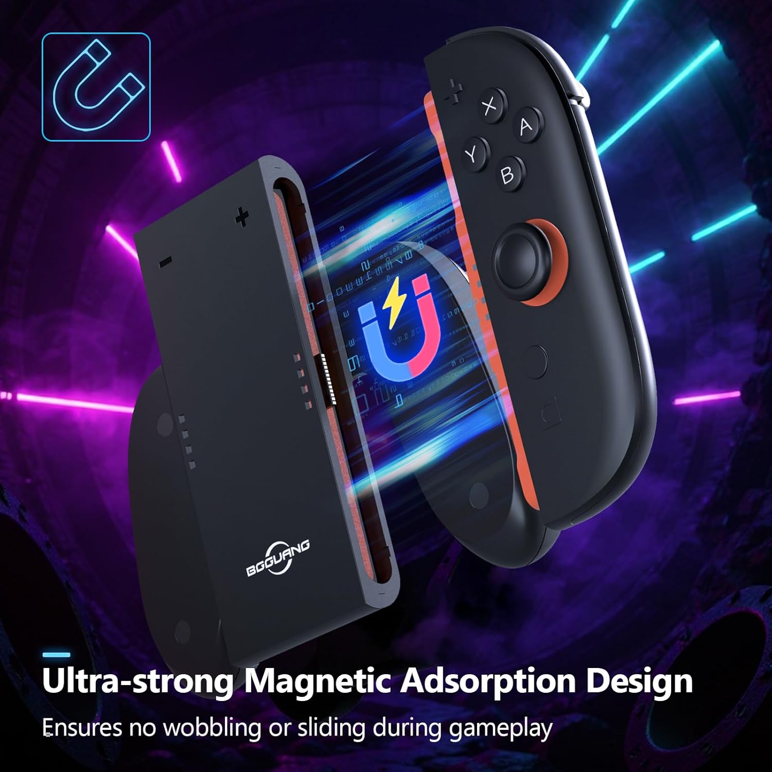 Switch 2 Joycon Grip, Super Magnetic Charger Handle for Nintendo Switch 2 Joycons, Ergonomic Controller Grip, Switch 2 Accessories Black