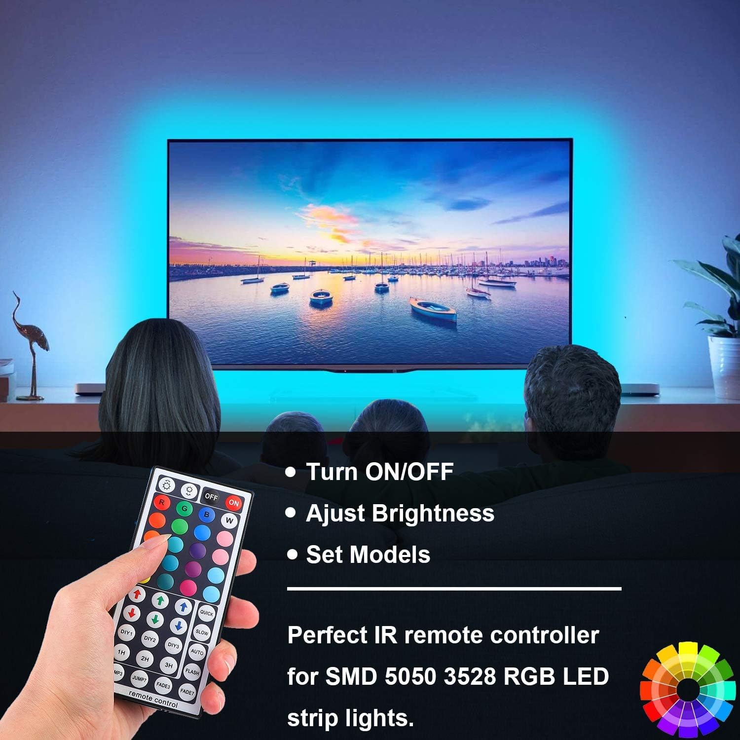 SUPERNIGHT 1-to-3 Remote Controller Dimmer for RGB LED Strip Lights, One Remote Can Control 3pcs Light Strips Synchronously, for SMD 5050 2835 3528 Multi Color Changing Rope Lights (3 Ports)
