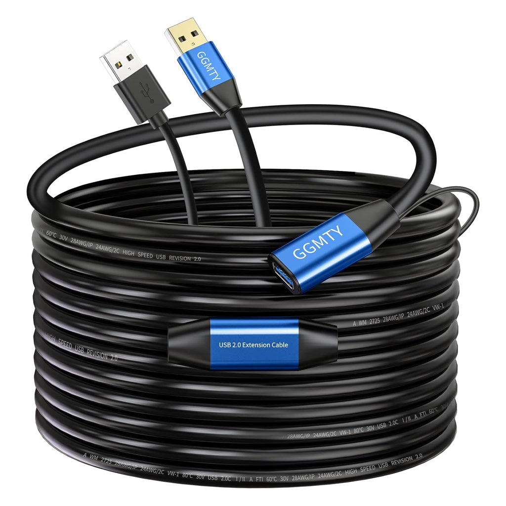 USB 2.0 Type A Male to A Female Active Repeater Extension Cable 50ft, High Speed 480 Mbps