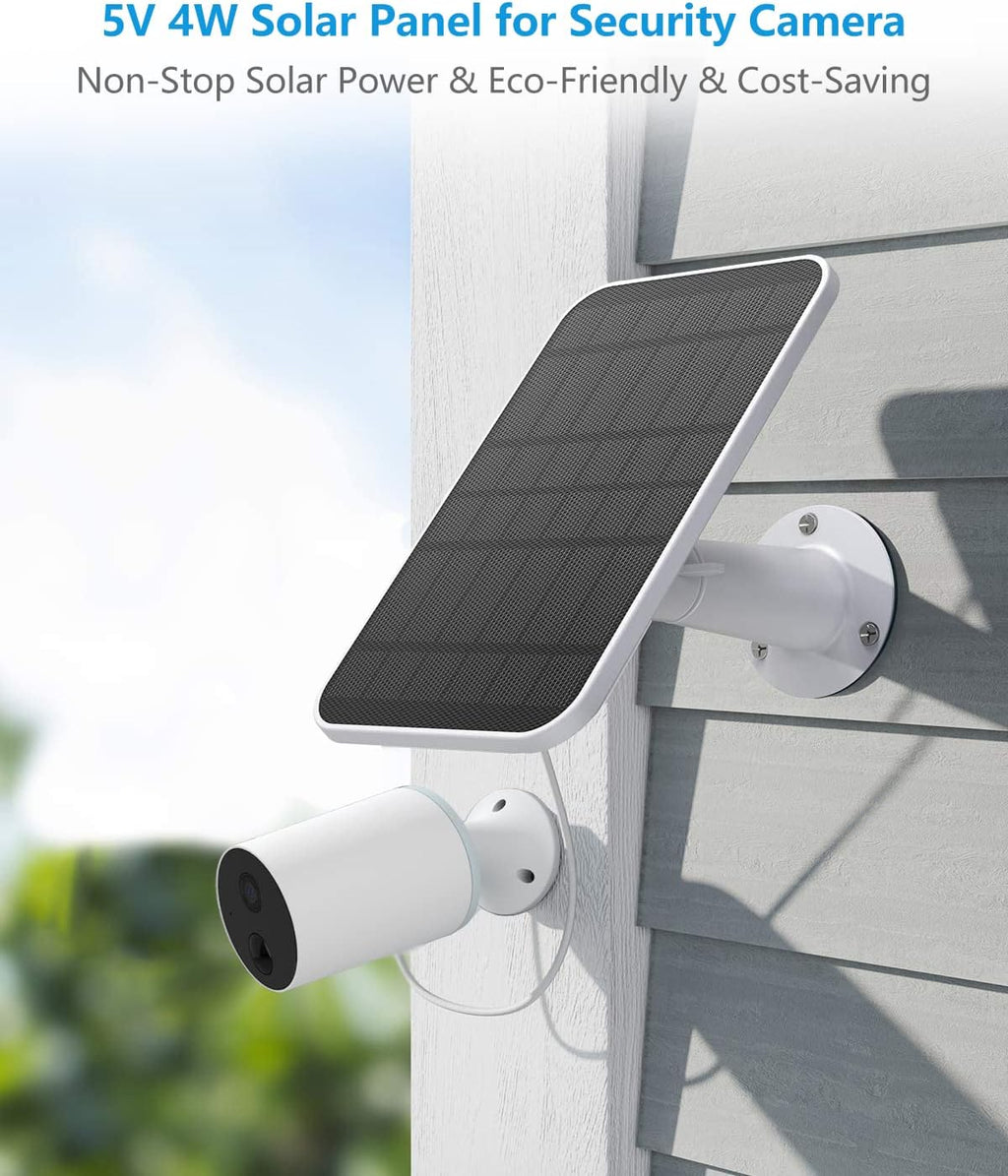 Solar Panel Charger Compatible with Eufycam 3/3C/2C/2C Pro/E40/E20/2/2 Pro/E/L20/L40/Solo/SoloCam Spotlight, 5W Solar Panel for Eufy Camera, Micro USB & USB-C Port, 9.8ft Cable, P65 Waterproof, 2 Pack