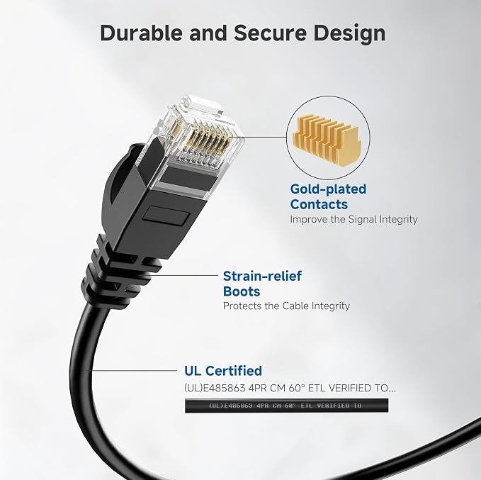 Cable Matters 10Gbps 5-Pack Snagless Cat 6 Ethernet Cable - 7ft - Image 5