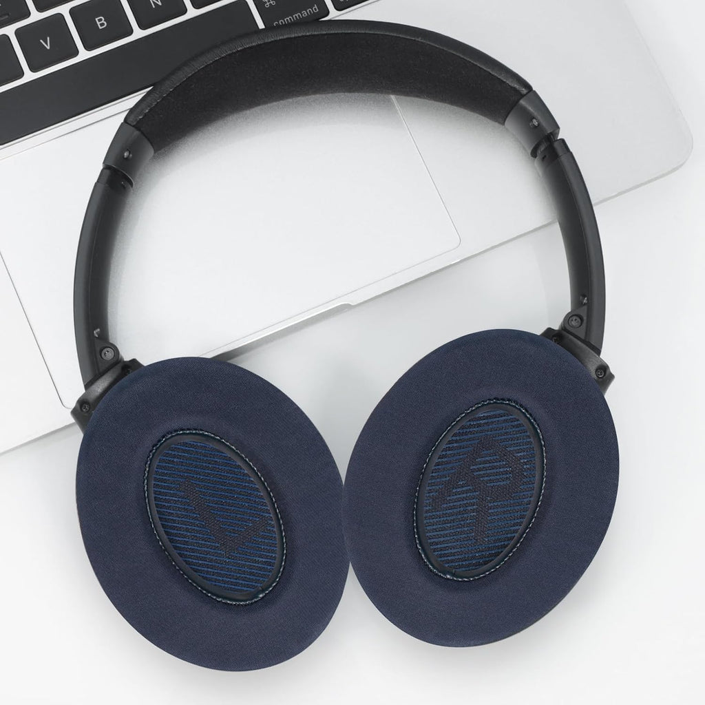 Full Cooling Gel Replacement Earpads for Bose Quiet Comfort QC35 Headphones Ear Pads Cushions with Breathable Ice Silk Fabric, High-Density Noise Cancelling Foam - Blue