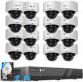 4COVR 16 Channel PoE Security Camera System for Business, 16x 5MP IK10 Vandal-Proof IP67 Dome Commercial IP Camera, Night Vision, 16CH NVR 4TB, AI Human Vehicle Detection, 24/7 Recording, LY54AX5M1616