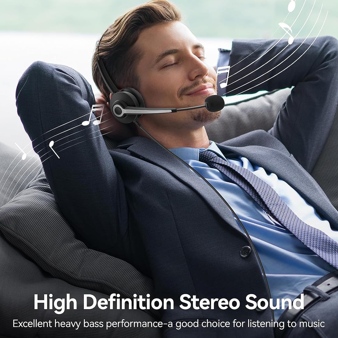 USB-A/USB C/3.5mm Jack 3-in-1 PC Headset, Wired & Noise with Noise-Cancelling Microphone for Laptop - Type-C Computer Headphones with Mic in-line Control for Home