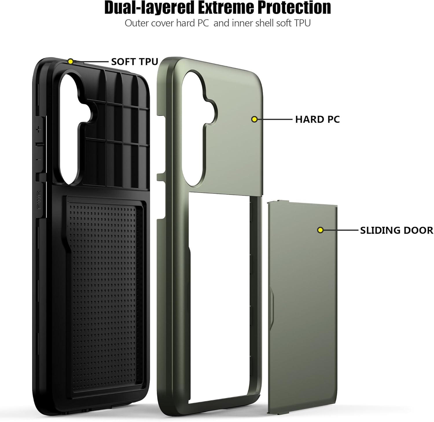 Nvollnoe for Samsung S25 Plus Case with Card Holder Dual Layer Heavy Duty Protective Case Hidden Card Slot Slim Wallet Cover for Samsung S25 Plus 6.7''(Green)