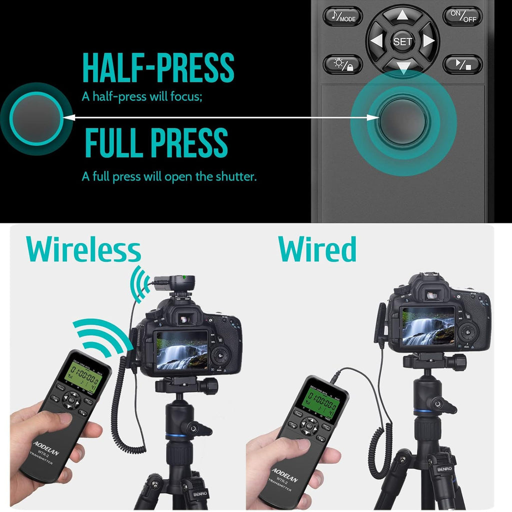 Wireless Shutter Camera Remote Intervalometer Timer Compatible with Nikon D3, D4, D4s, D5, D6, D800, D850, D810, D700, D500, D300, D200, F6, F100, F5, F90, N90s, D1X, D2H; Replaces Nikon MC-30A