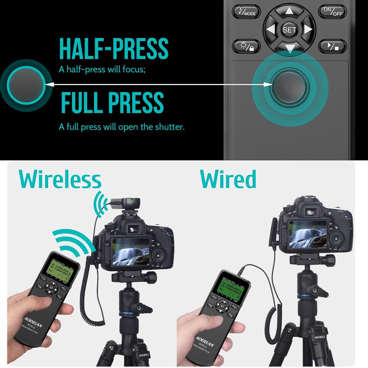 Wireless Shutter Camera Remote Intervalometer Timer Compatible with Nikon Z7, Z7-II, D750, D780, D7500, D7200, D5500, D5300, D610, D600, D90, P7700, P7800, P950; Replaces Nikon MC-DC2