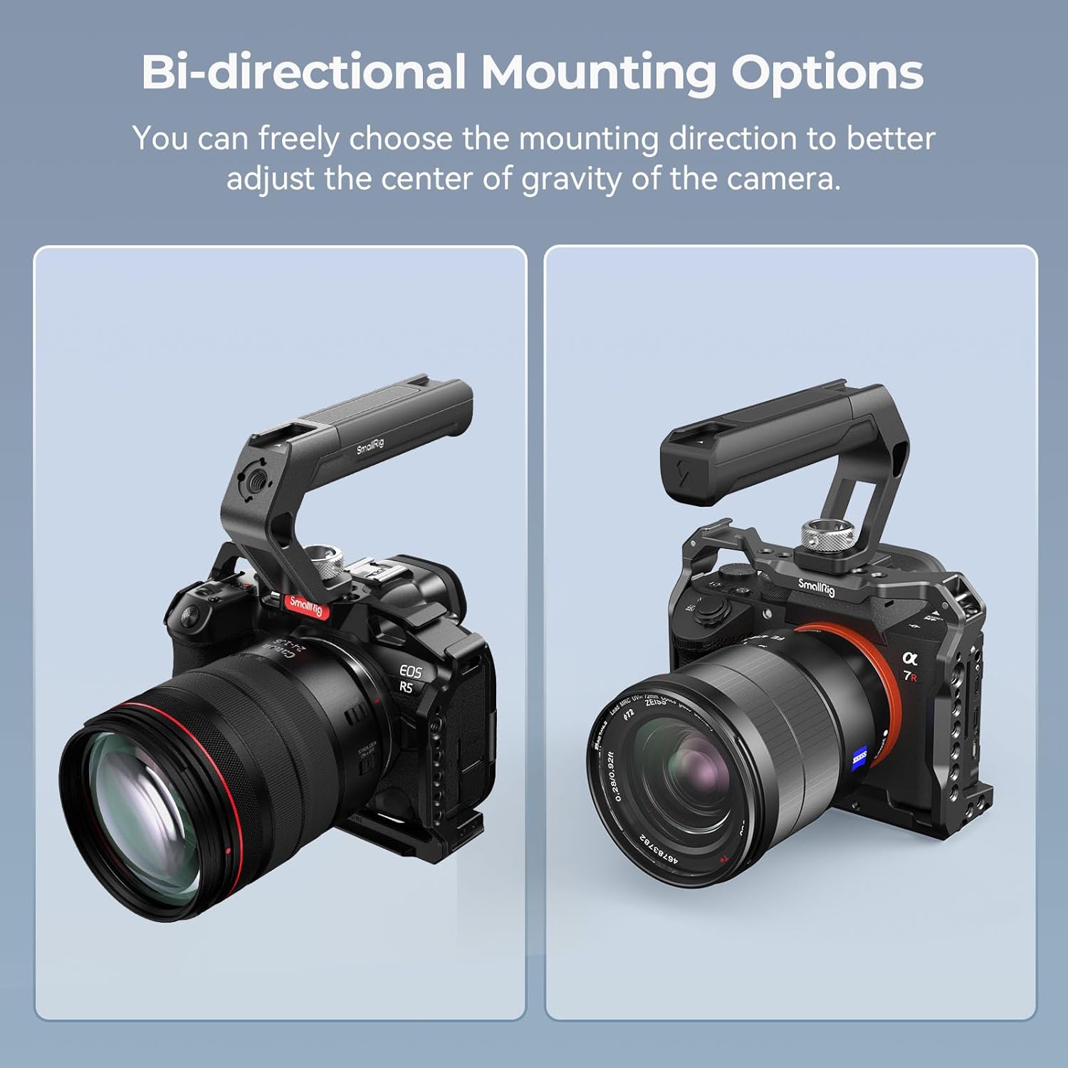 SMALLRIG Lightweight Top Handle with 3/8"-16 Locating Pins for ARRI, Tiny Camera Top Handle Only 113g, High-Strength Engineering Plastic Handle with Two Cold Shoe Mounts - 4757