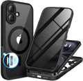 BERFY Magnetic for iPhone 16 Plus Case, Compatible with MagSafe, Built-in Privacy Screen Protector and Upgraded Camera Protection, Anti-Spy Full Body Shockproof Phone Case for 16 Plus 6.7", Black