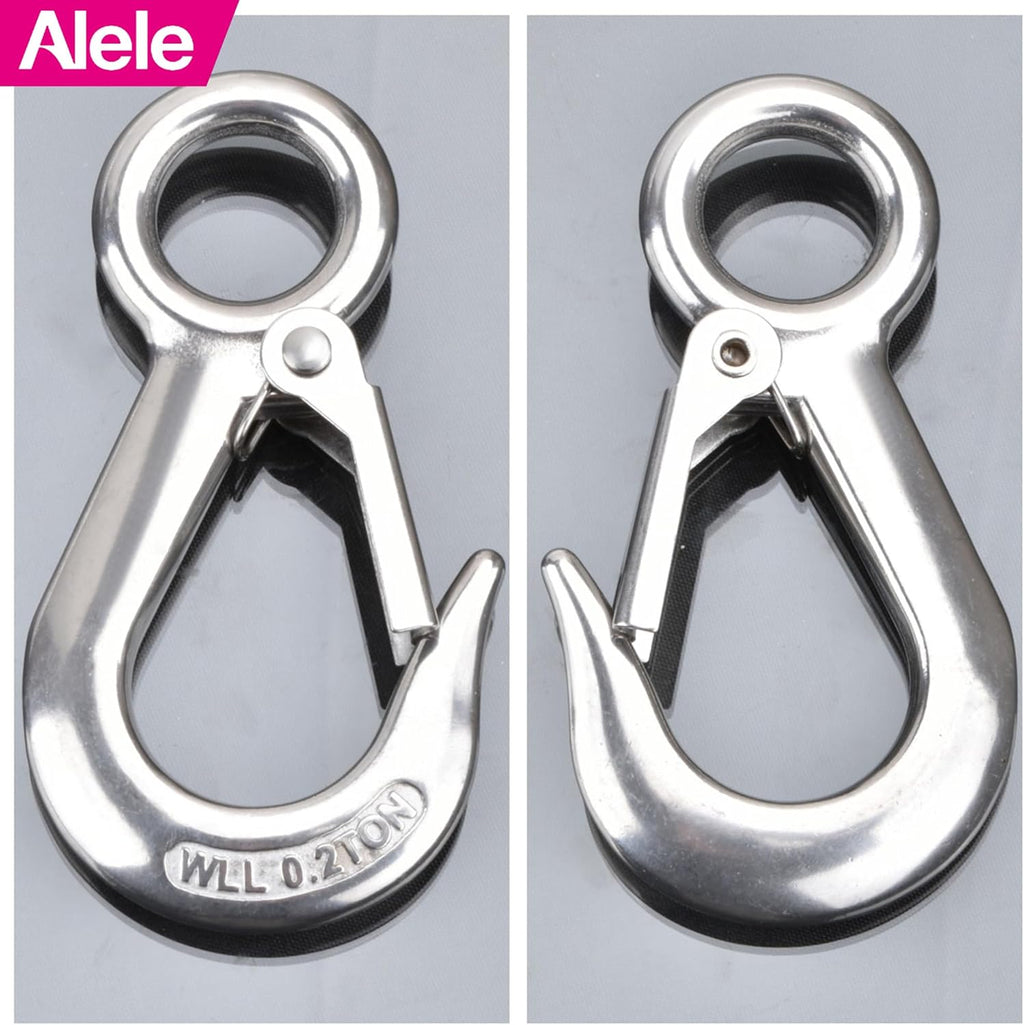 Alele Grab Hooks, 440 Pounds Slip Hooks,Stainless Steel Lifting Hook Rigging Accessory,4 Pack