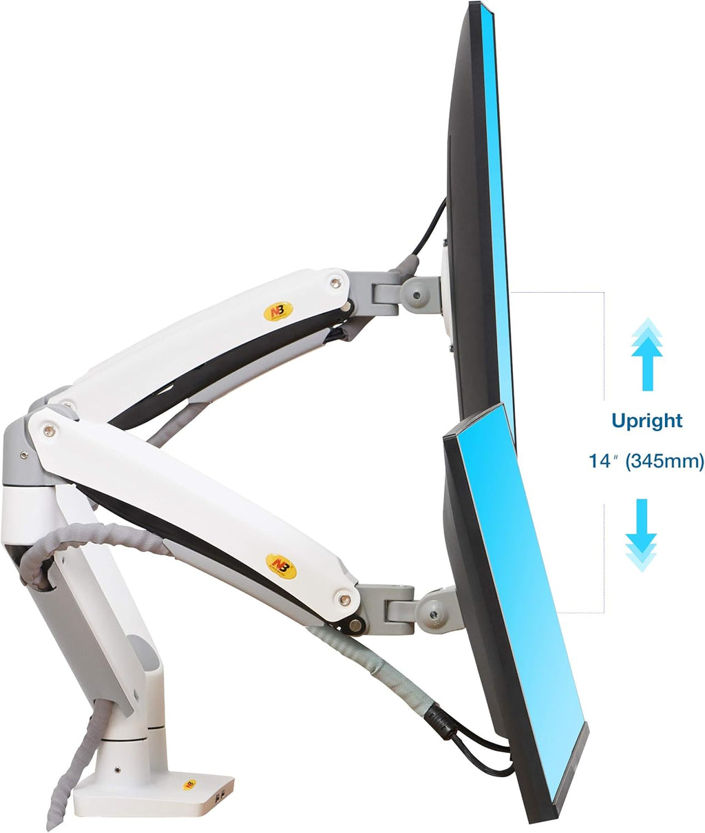 NB North Bayou Dual Monitor Desk Mount Stand Full Motion Swivel Computer Monitor Arm Fits 2 Screens up to 32'' with Load Capacity 6.6~26.4lbs for Each Monitor G75-W