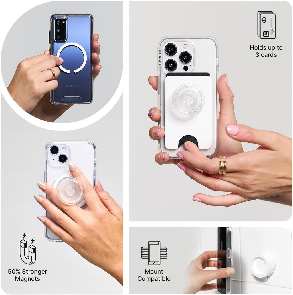 PopSockets Phone Grip for MagSafe with Kickstand, Magnetic Stand, Swappable Top, Secure Hold for iPhone MagSafe Cases, Phone & Tablet Grip - Soft Touch Fatigue