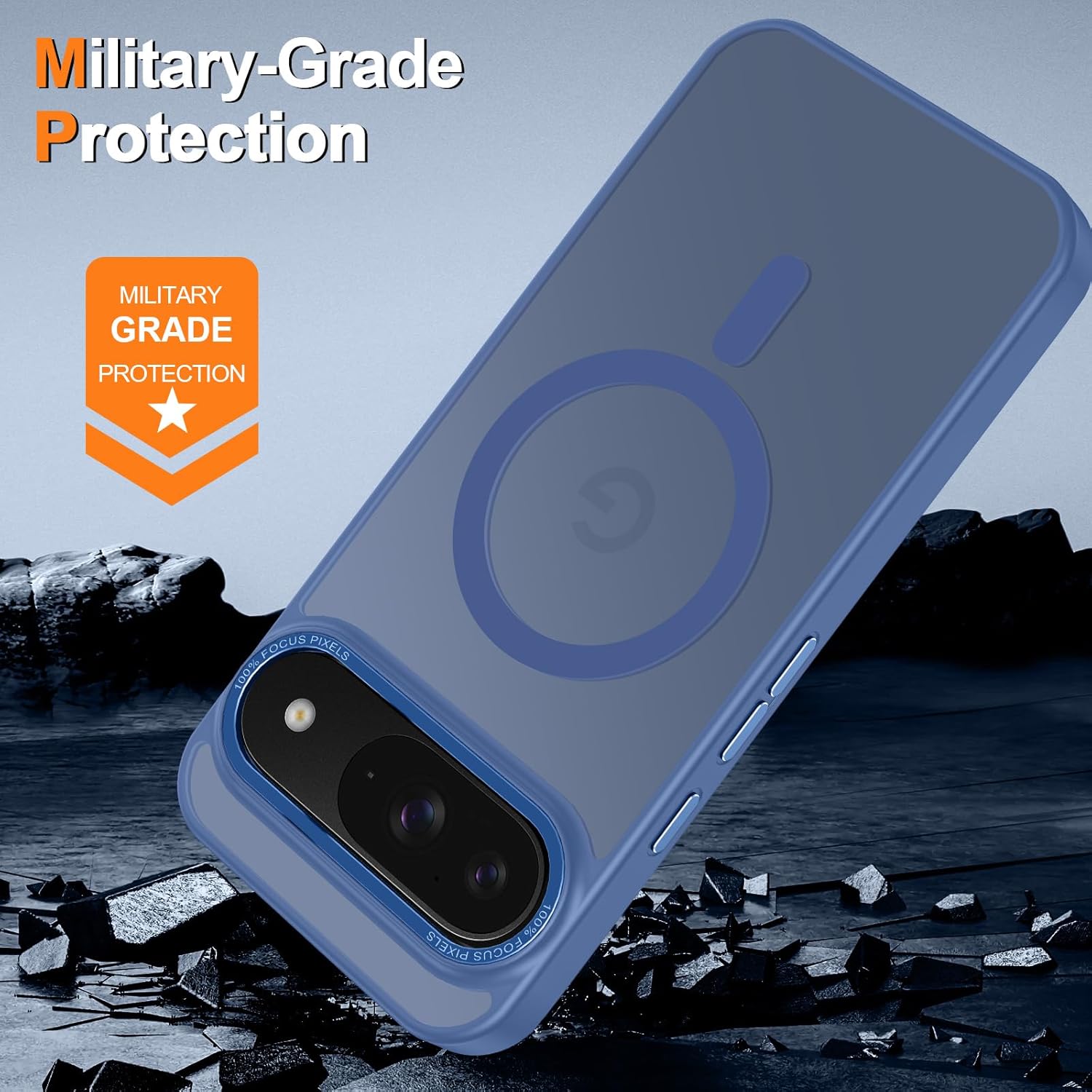 Magnetic for Google Pixel 9/Pixel 9 Pro Case, [Military Grade Drop Protection] [Compatible with MagSafe] Shockproof Slim Translucent Matte Anti-Slip for Women Girls Men Case, Blue