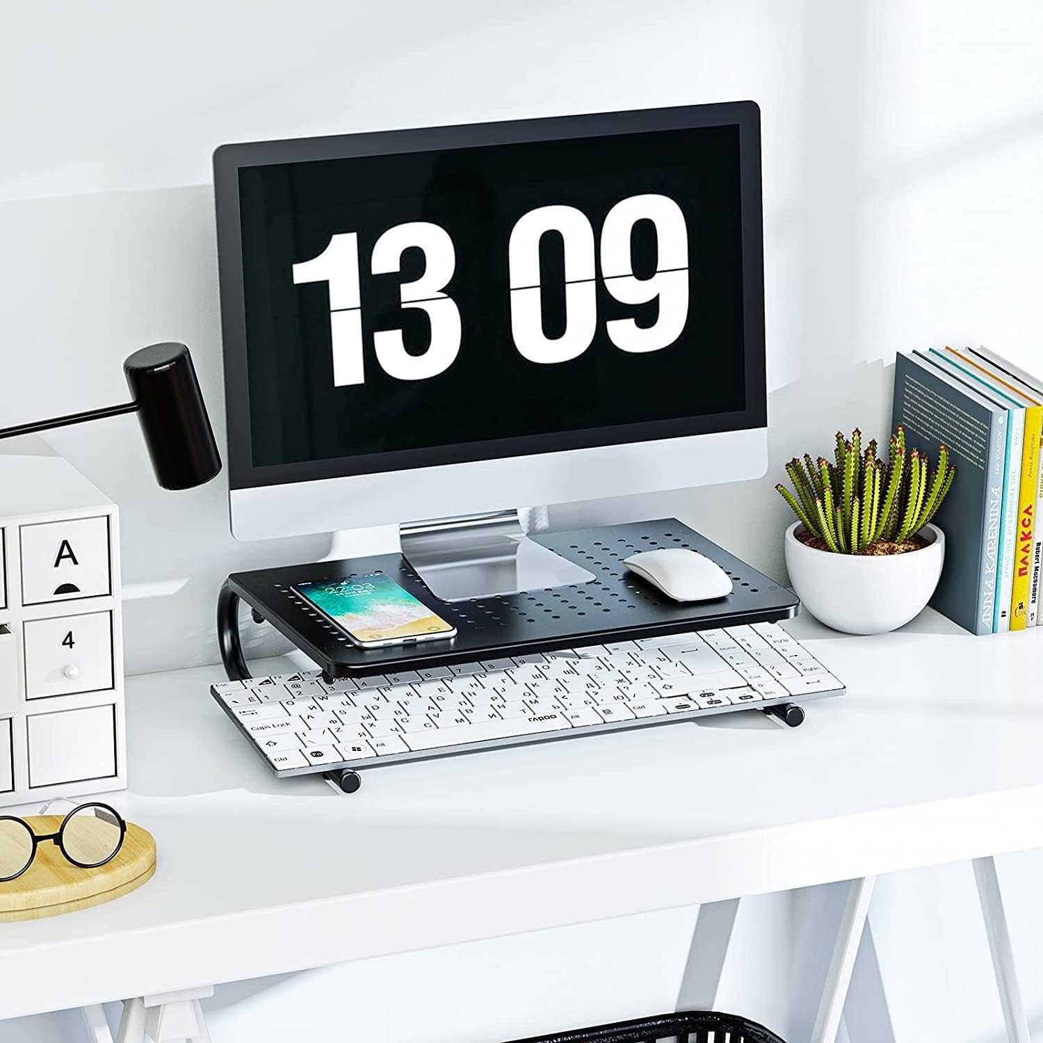 Monitor Stand Riser, Monitor Riser, Laptop Stand for Desk, Laptop Riser, Desk Organizer for Monitor, Laptop Shelf w/Vented for Screen, Computer Stand for Laptop, PC, Printer, for Home & Office