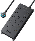 TROND 360° Rotating Flat Plug, Surge Protector Power Strip, 13AC Widely Spaced Outlets Expansion with 3 USB C Ports, 4000J, 5ft Extension Cord Heavy Duty, Wall Mount, Under Desk, ETL Listed, Black