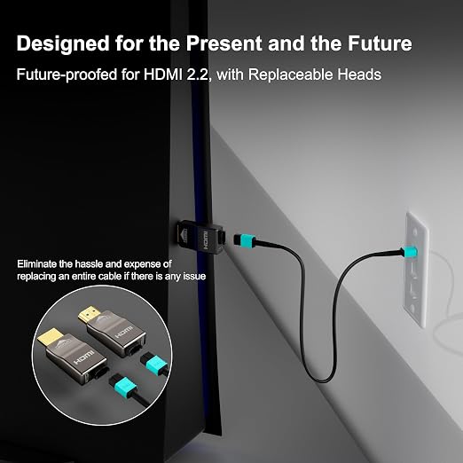 RUIPRO 8K Detachable Full Fiber Optic Armored HDMI 2.1 Cable 15FT, Ultra High - Image 4