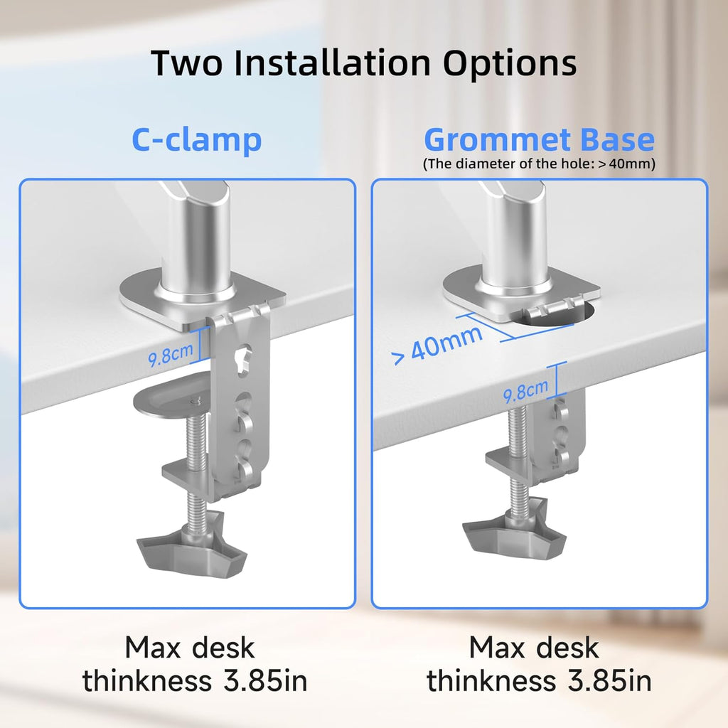 Suptek Ultrawide Monitor Arm Mount for 17 to 49 Inch Heavy Duty Curved Screen,Holds 46.2 lbs,Adjustable Gas Spring Monitor Arm Desk Mount Stand,75/100 Vesa Mount,Silver(MD71LS)