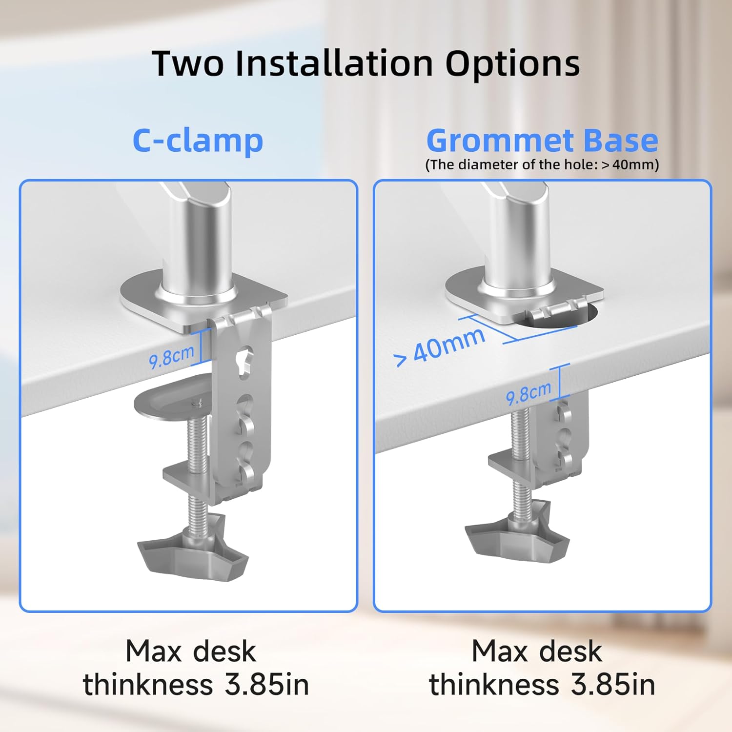 Suptek Ultrawide Monitor Arm Mount for 17 to 49 Inch Heavy Duty Curved Screen,Holds 46.2 lbs,Adjustable Gas Spring Monitor Arm Desk Mount Stand,75/100 Vesa Mount,Silver(MD71LS)