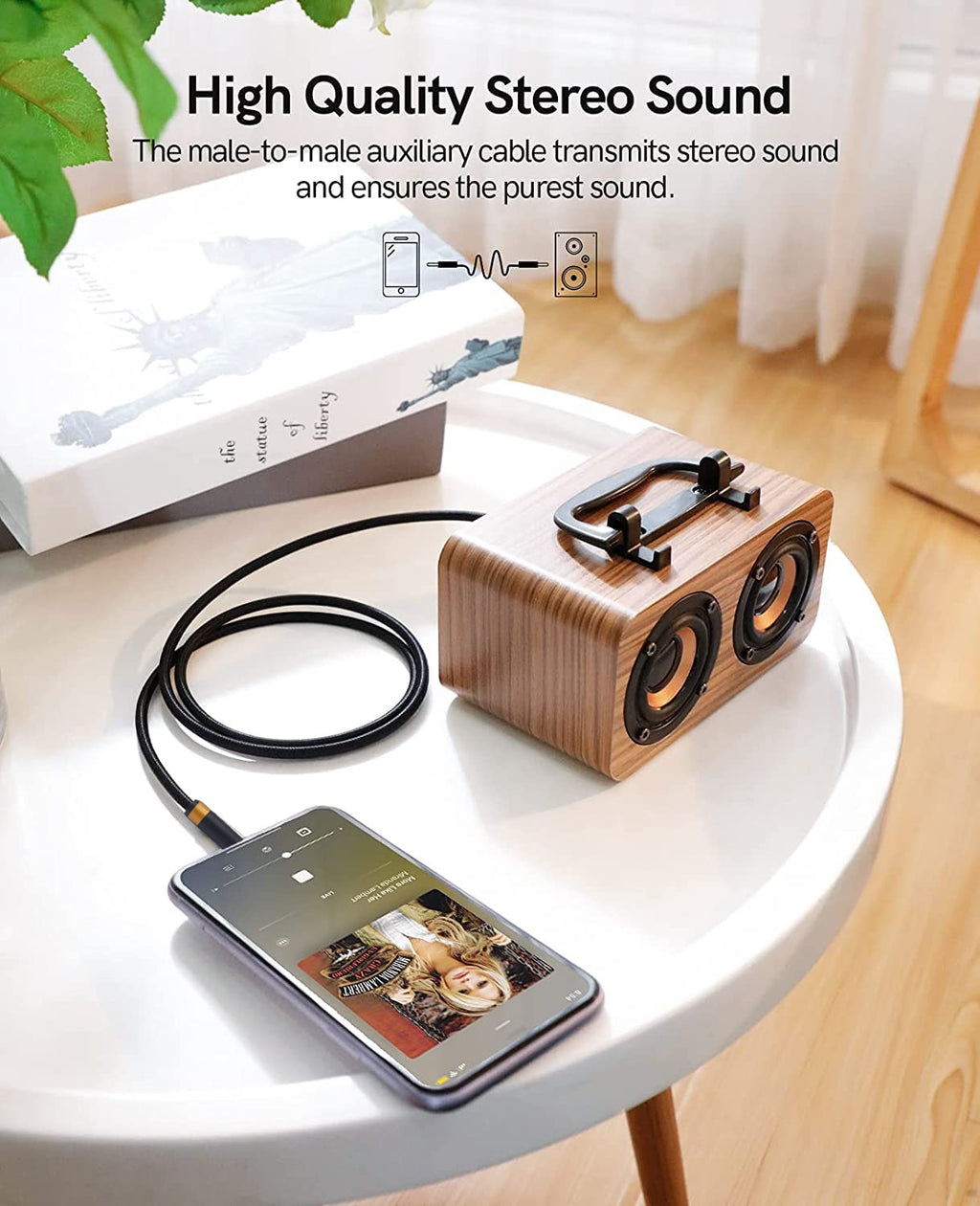 Aux Cord, Audiophile 3.5mm Stereo Audio Cable [1m (3.2 Feet), Silvered-Plated Copper core], Unbreakable and Great for Phone, Laptop, Tablets, Headphones, Cars and More