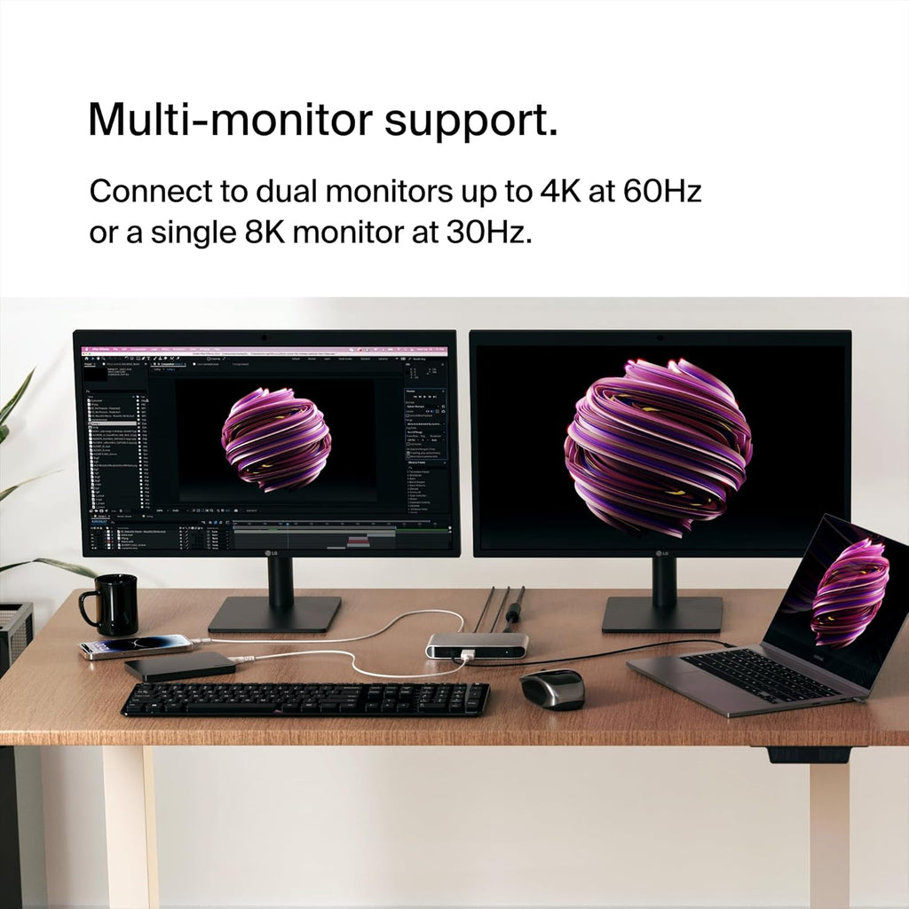 Belkin Connect Thunderbolt 4 Docking Station, 5-in-1 USB-C Multiport Core Hub w/ 96W Power Delivery for Mac, Windows, Single 8K or Dual 4K Display, Thunderbolt 4 Cable & Power Supply Included