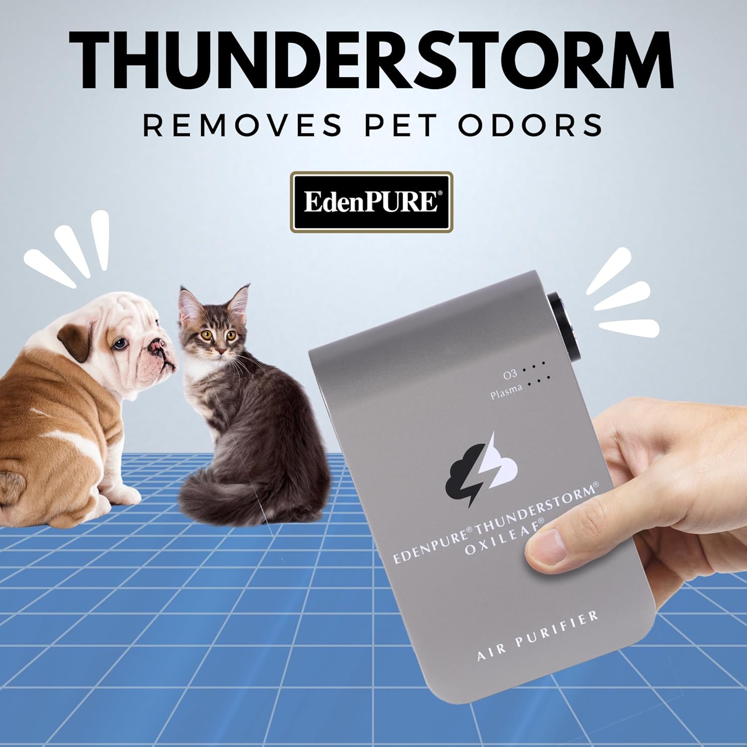 EdenPURE Thunderstorm III Air Purifier – Small Plug-In Ozone Generator & Ionizer – Eliminates Odors, Pet Smells, Smoke, Mold – Filter-Free Portable Cleaner for Home, Travel, Car, Office Use
