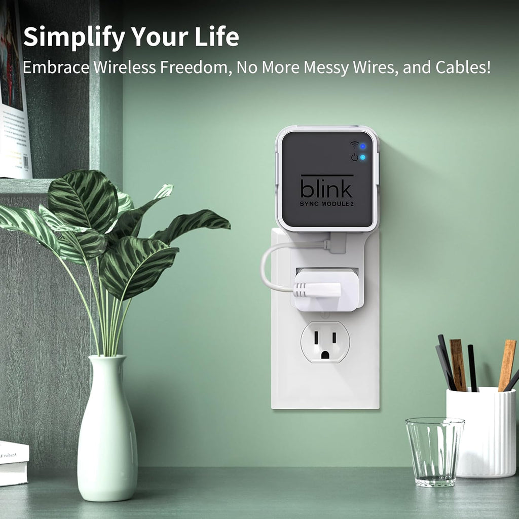 256GB USB Flash Drive & Outlet Wall Mount for Blink Sync Module 2 with Short Cable - Save Space - No Messy Wires - Easy Move Mount Bracket Holder for Blink Outdoor Indoor Security Camera (2 Pack)