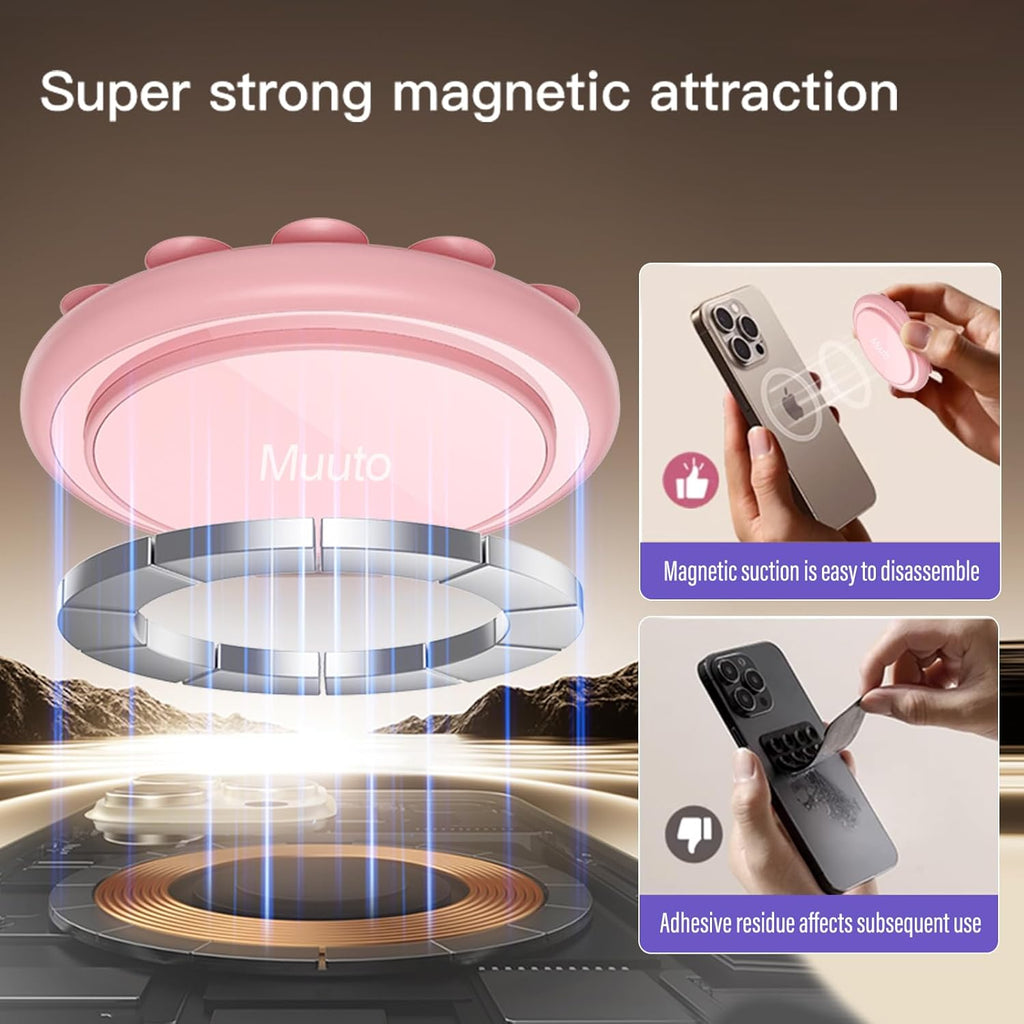 Muuto Silicone Suction Cup Phone Mount,for Magsafe Suction Mount,with Stronger Suction Power Phone Suction Grip,Suitable for Women to Take Hands-Free Selfies,Record Videos and Do Live Broadcasts