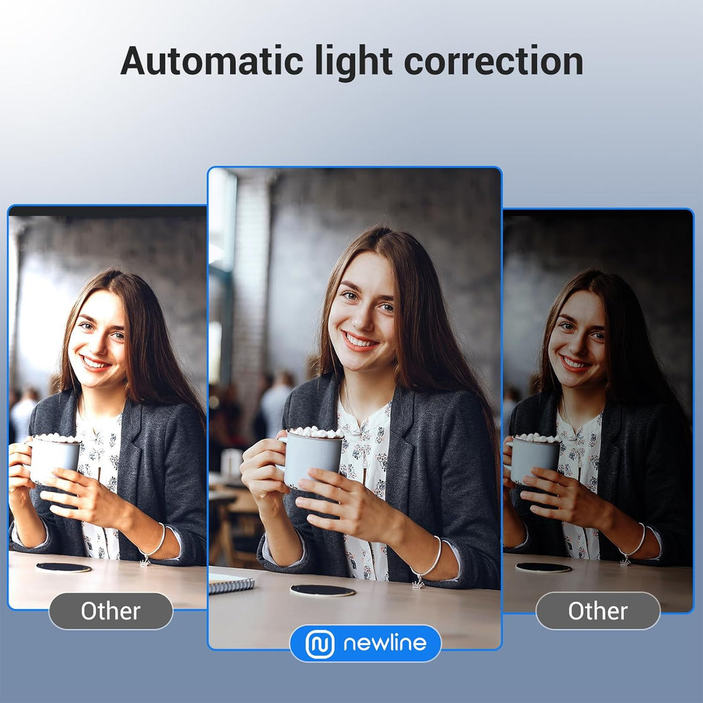 N newline 4K Webcam for PC, PDAF/CDAF Autofocus, 1080P@60FPS, 79° FOV, Auto Light Correction, 2 Noise Reduction Mics, Privacy Cover, USB-A, Streaming Camera for Skype, Teams, Online Meeting, NewEye 62