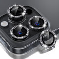 Choiche Compatible for iPhone 16 Pro/iPhone 16 Pro Max Camera Lens Protector Bling, 9H Tempered Glass Camera Cover Screen Protector Metal Ring Decoration Accessories (Glitter-Black)