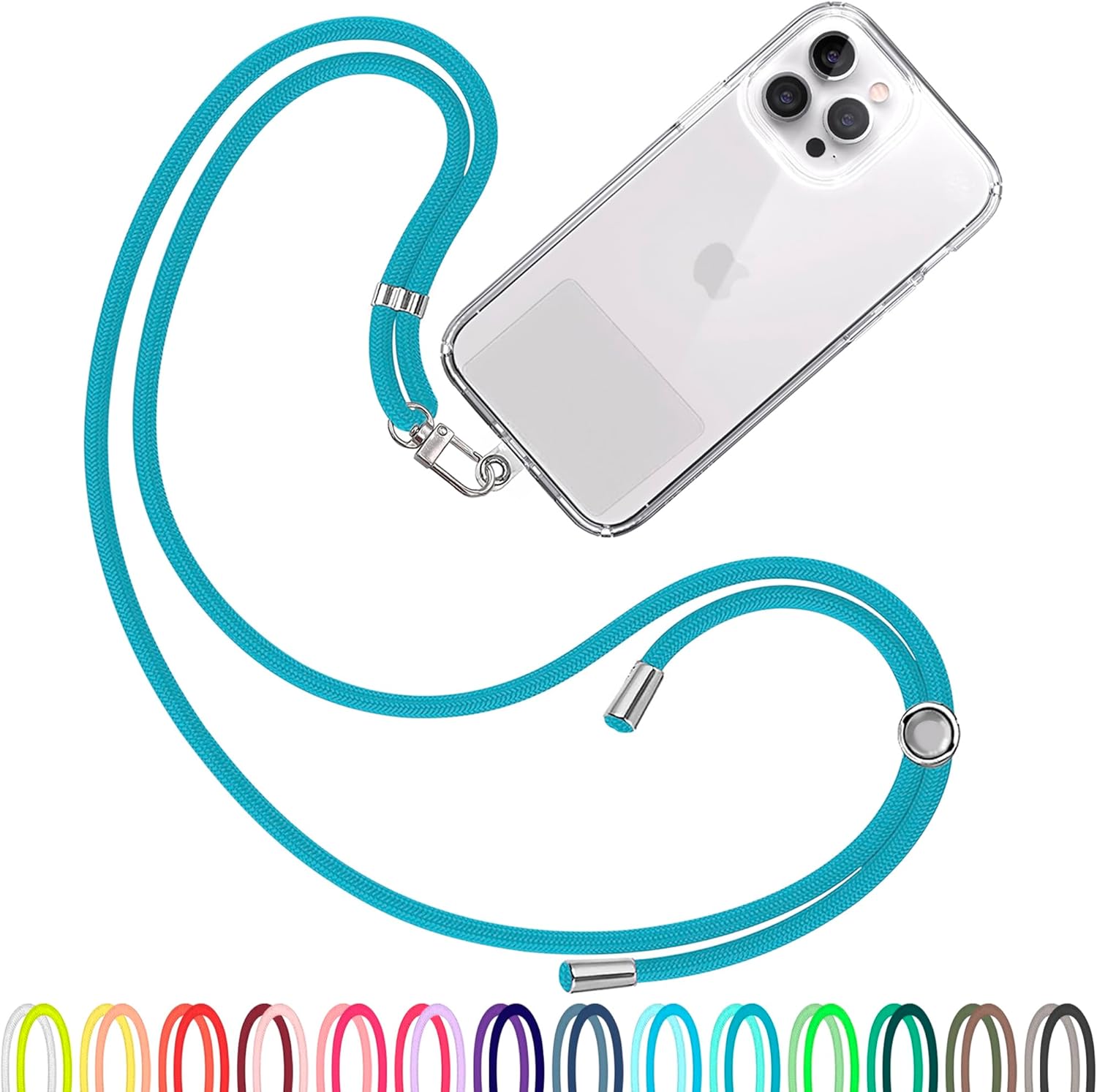 Cell Phone Lanyard [Turquoise] - Comfortable Universal Smartphone Lanyard - Easy to Use Neck Phone Holder [Clear Patch] - Adjustable Length Phone Strap Crossbody - Fits All Mobile Phones