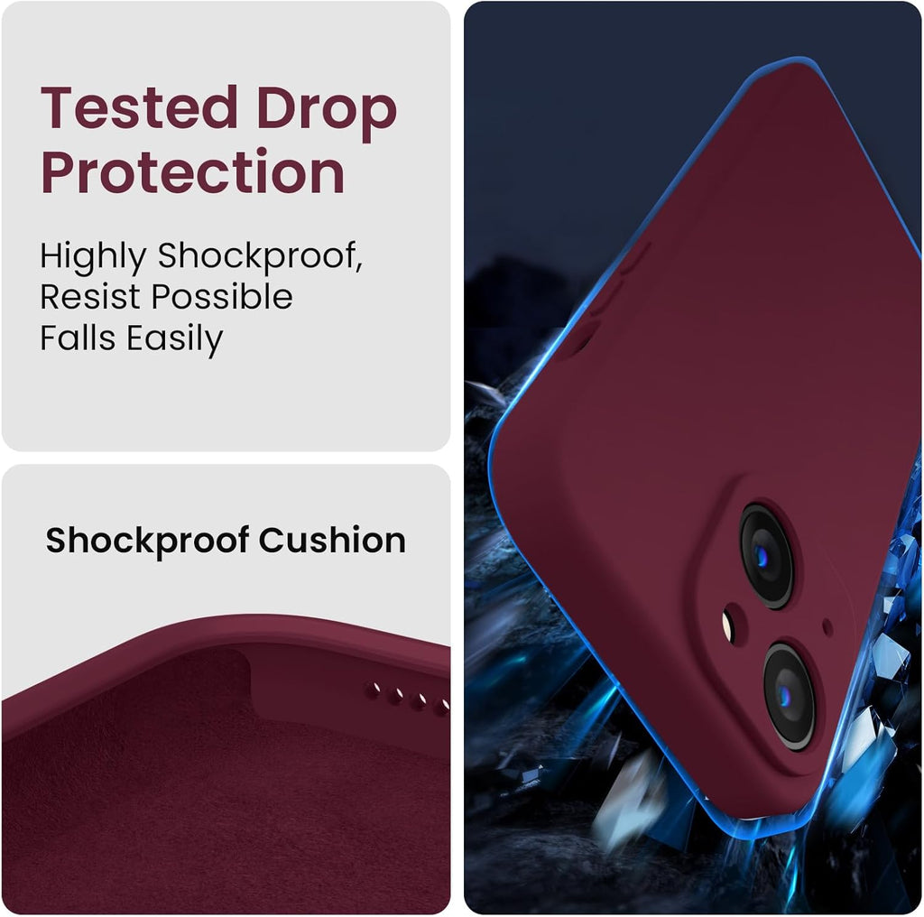 FireNova Designed for iPhone 15 Plus Case, Silicone [Camera Protection] Case with [2 Screen Protectors], Soft Anti-Scratch Microfiber Lining Inside, 6.7 inch, Plum