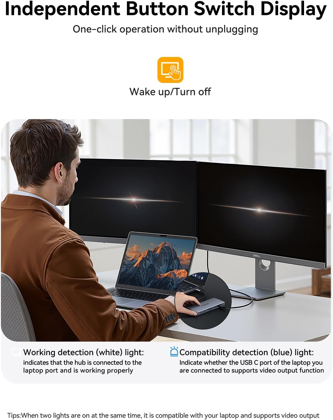 USB C Docking Station Dual Monitor for Dell/HP/Lenovo/Surface Laptop,15 in 1 Triple Display Multiport Adapter Hub, USBC Dock Dongle with 2 HDMI+VGA+6 USB C/A+Button+100W PD +Ethernet+SD/TF+Audio
